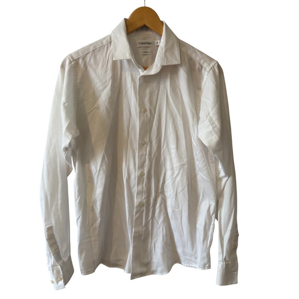 Calvin Klein Boys Long Sleeve Button Down Shirt White XL 18